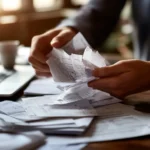 metodo manual de destrucción de documentos Manos cortando papeles, con textos como "Confidencial" y "Datos privados". Método manual de destrucción de documentos sensibles en un entorno de oficina o hogar.